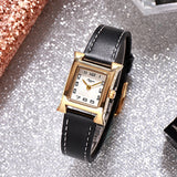 Simple Square Geneva Leather Analog Quartz Wrist Watch