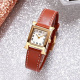 Simple Square Geneva Leather Analog Quartz Wrist Watch