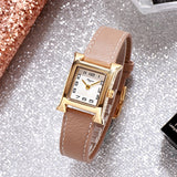 Simple Square Geneva Leather Analog Quartz Wrist Watch