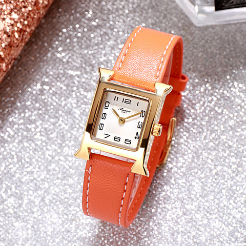 Simple Square Geneva Leather Analog Quartz Wrist Watch