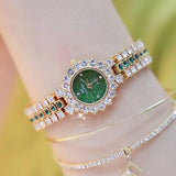 Rhinestone Crystal Quartz Watches Lady  steel Dress Wristwatches