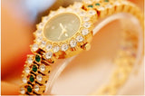 Rhinestone Crystal Quartz Watches Lady  steel Dress Wristwatches