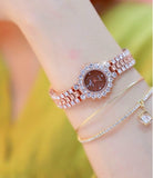 Rhinestone Crystal Quartz Watches Lady  steel Dress Wristwatches