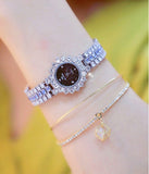 Rhinestone Crystal Quartz Watches Lady  steel Dress Wristwatches