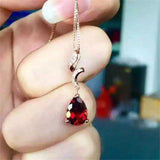 Sterling Silver Red Corundum Natural Semi-precious Stones Garnet Necklace