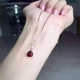 Sterling Silver Red Corundum Natural Semi-precious Stones Garnet Necklace