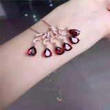 Sterling Silver Red Corundum Natural Semi-precious Stones Garnet Necklace