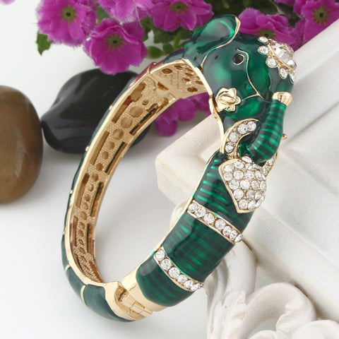 Tuliper 3 Colors Enamel Elephant Animal Bangle Austrian Crystal Bracelets & Bangles