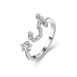 Tuliper 925 Sterling Silver 12 Constellation Bridal Guard Star Cubic Zircon Ring