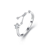 Tuliper 925 Sterling Silver 12 Constellation Bridal Guard Star Cubic Zircon Ring