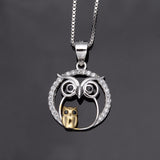 Tuliper 925 Sterling Silver Animal Mother And Child Night Owl Bridal Pendant Necklace