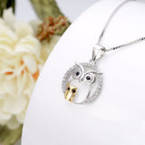 Tuliper 925 Sterling Silver Animal Mother And Child Night Owl Bridal Pendant Necklace