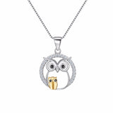 Tuliper 925 Sterling Silver Animal Mother And Child Night Owl Bridal Pendant Necklace