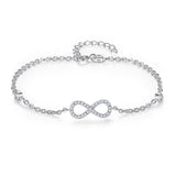 Tuliper 925 Sterling Silver Bridal Bracelet Infinity Bowknot Cubic Zircon Chain Bracelet