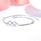 Tuliper 925 Sterling Silver Bridal Bracelet Infinity Bowknot Cubic Zircon Chain Bracelet