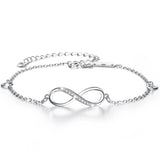 Tuliper 925 Sterling Silver Bridal Infinity Heart Cubic Zircon Chain Bracelet