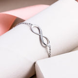 Tuliper 925 Sterling Silver Bridal Infinity Heart Cubic Zircon Chain Bracelet