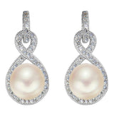 Tuliper 925 Sterling Silver InfinityCubic Zircon Freshwater Cultured Pearl 9M Earrings