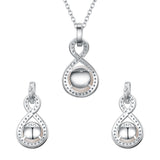 Tuliper 925 Sterling Silver Infinity Bridal Jewelry Set Cubic Zircon Pearl Necklace Earrings Set