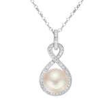 Tuliper 925 Sterling Silver  Ivory Freshwater Cultured Pearl Infinity Bridal Necklace