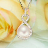 Tuliper 925 Sterling Silver  Ivory Freshwater Cultured Pearl Infinity Bridal Necklace