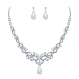 Tuliper 925 Sterling Silver Infinity Teardrop Bridal Jewelry Set Necklace Earring Set