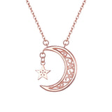 Tuliper 925 Sterling Silver Moon Star Bridal Necklace Pendant