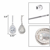 Tuliper 925 Sterling Silver Teardrop Bridal Earrings Cubic Zircon Dangle Earrings