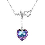 Tuliper 925 Sterling Silver Wave Heart Austrian Crystal Pendant Necklace