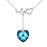 Tuliper 925 Sterling Silver Wave Heart Austrian Crystal Pendant Necklace