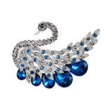 Tuliper Animal Swan Brooch Pin Blue Silver Austrian Crystal Brooch