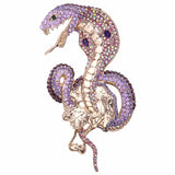 Tuliper Antique Gold Tone Purple Enamel Snake Brooch