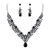 Tuliper Art Deco Cluster Bridal Austrian Crystal Rhinestone Wedding Necklace Earrings Set