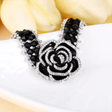 Tuliper Black Rose Flower Bracelets & Bangles Austrian Crystal Rhinestone Beads Halo Bracelet