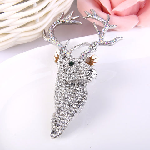 Tuliper Bling Deer Head Animal Austrian Crystal Rhinestone Brooch