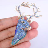 Tuliper Bling Deer Head Animal Brooch