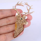 Tuliper Bling Deer Head Animal Brooch