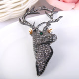 Tuliper Bling Deer Head Animal Brooch