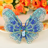 Tuliper Blue Large Butterfly Rhinestone Animal Brooch