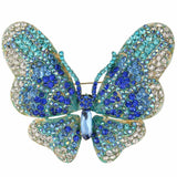 Tuliper Blue Large Butterfly Rhinestone Animal Brooch