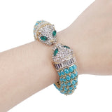 Tuliper Blue Panther Leopard Kiss Austrian Crystal Bracelet Bangle Cuff