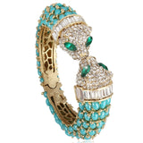 Tuliper Blue Panther Leopard Kiss Austrian Crystal Bracelet Bangle Cuff