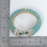 Tuliper Blue Panther Leopard Kiss Austrian Crystal Bracelet Bangle Cuff