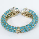 Tuliper Blue Panther Leopard Kiss Austrian Crystal Bracelet Bangle Cuff