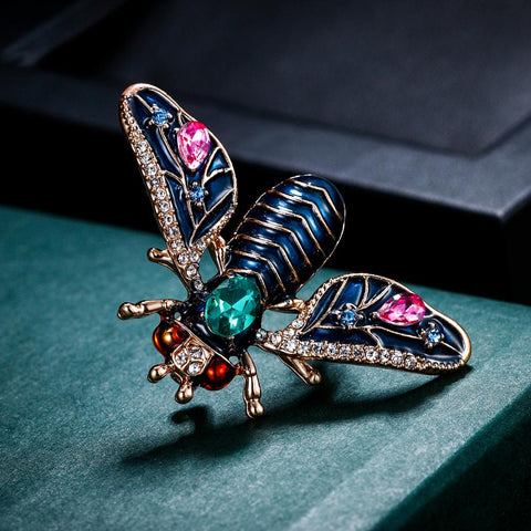 Tuliper Chic Honey Bee Animal Brooch Pin Colorful Enamel Austrian Crystal Brooch