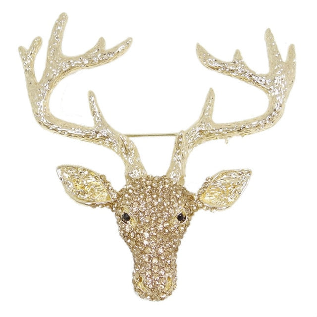 Tuliper Christmas Deer Stag Elk Head Animal Brooch