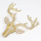 Tuliper Christmas Deer Stag Elk Head Animal Brooch