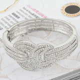 Tuliper Circle Round Bridal Bracelet Austrian Crystal Rhinestone Wedding Bangle Bracelet