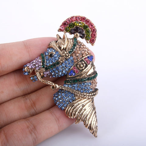 Tuliper Colorful Hat Steed Horse Head Animal Brooch
