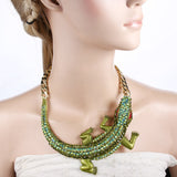 Tuliper Crocodile Alligator Animal Choker Necklace Statement Austrian Crystal Necklace